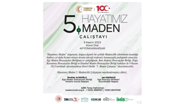 5. Madencilik Çalıştayı Afyonkarahisar’da Gerçekleştirilecek